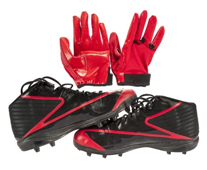 2012 Roddy White Game Used Cleats and Gloves - Used During His Record Breaking Game